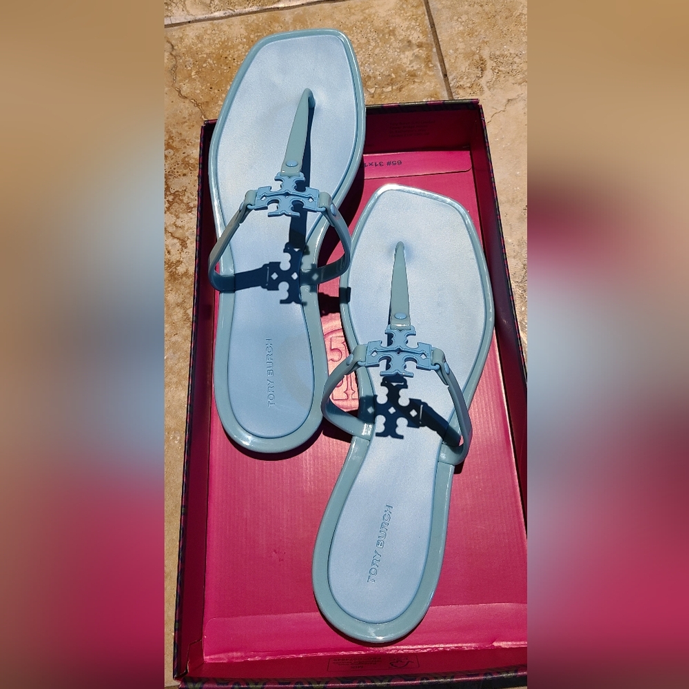Tory Burch Roxanne Jelly Sandals Island Blue Women's Size 9 - Picture 2 of 6